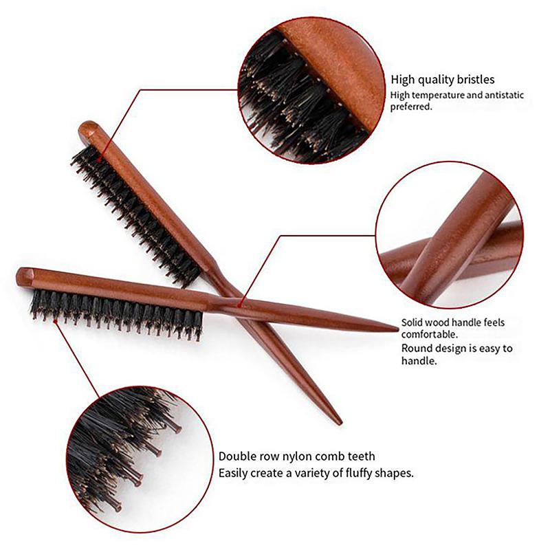Профессиональные салонные щетки для начеса, щетина кабана, тонкая расческа из дерева, удлинитель для волос, парикмахерские инструменты для укладки своими руками