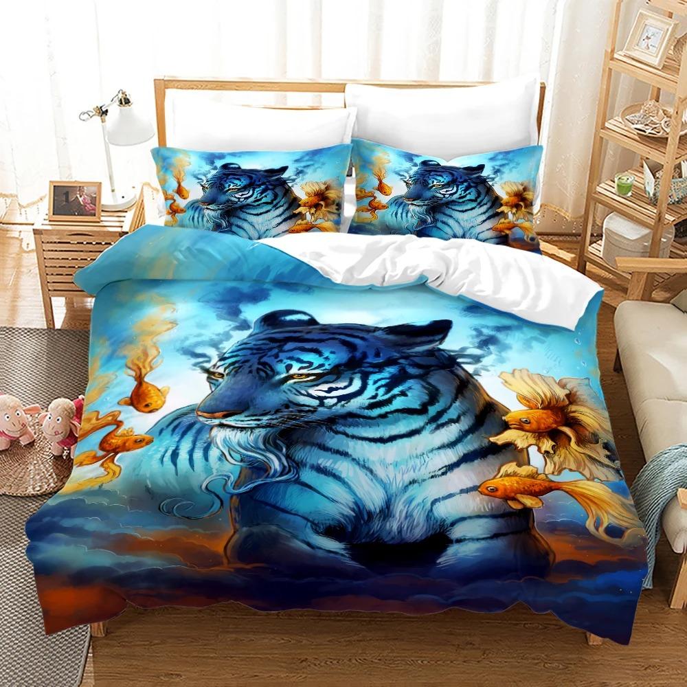 Anime Monster Bedding Collection Single Twin Full Queen King Size Animal Tag Lion Wolf Bed Collection Adult Kid Bedroom Duvetcover Collection