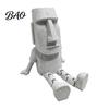 Moai Statue Model 3D Printed Action Figure, Movable Joints Articulated Easter Island Matte Black Desk Ornament Rock Sculpture, Mini Toy for