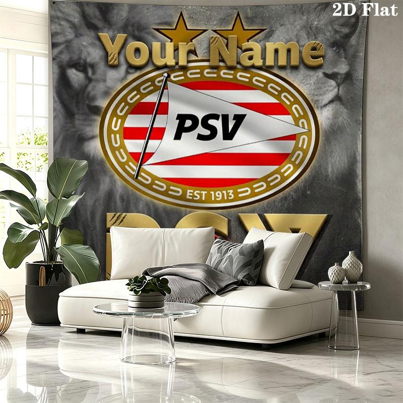 Philips Sport Vereniging Custom Name Wall Tapestry Aesthetic Wall Hanging Printed Fabric Blanket Decorative Tapestries for Bedroom Living Room Home De