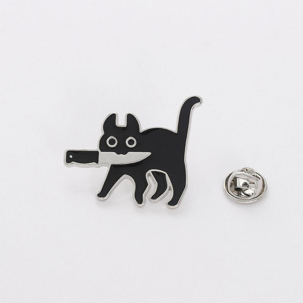 Креативная мультяшная черная кошка в форме популярной эмалированной булавки, значок на лацкан, брошь, забавная
