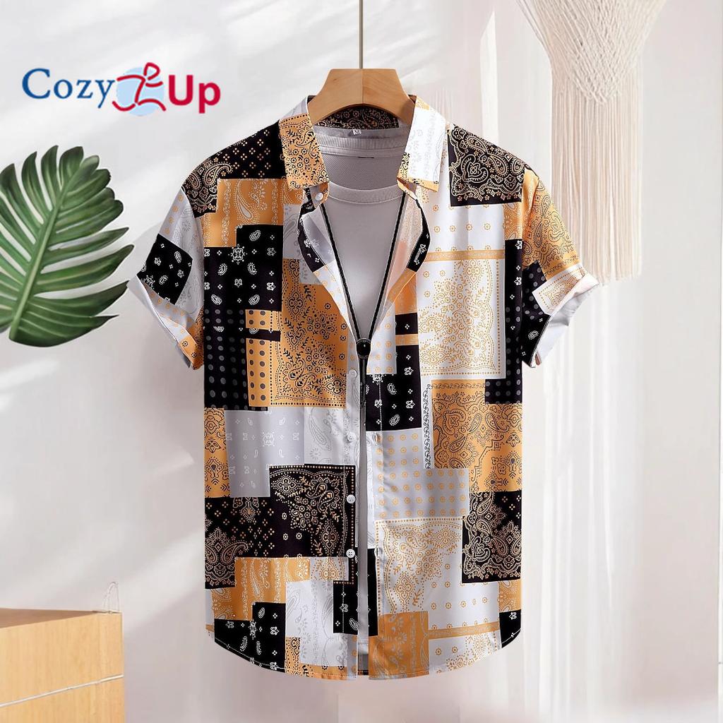 Мужская рубашка с коротким рукавом, черно-белая рубашка в китайском стиле с кешью, повседневная мода для мужчин, лето 2025, новое поступление