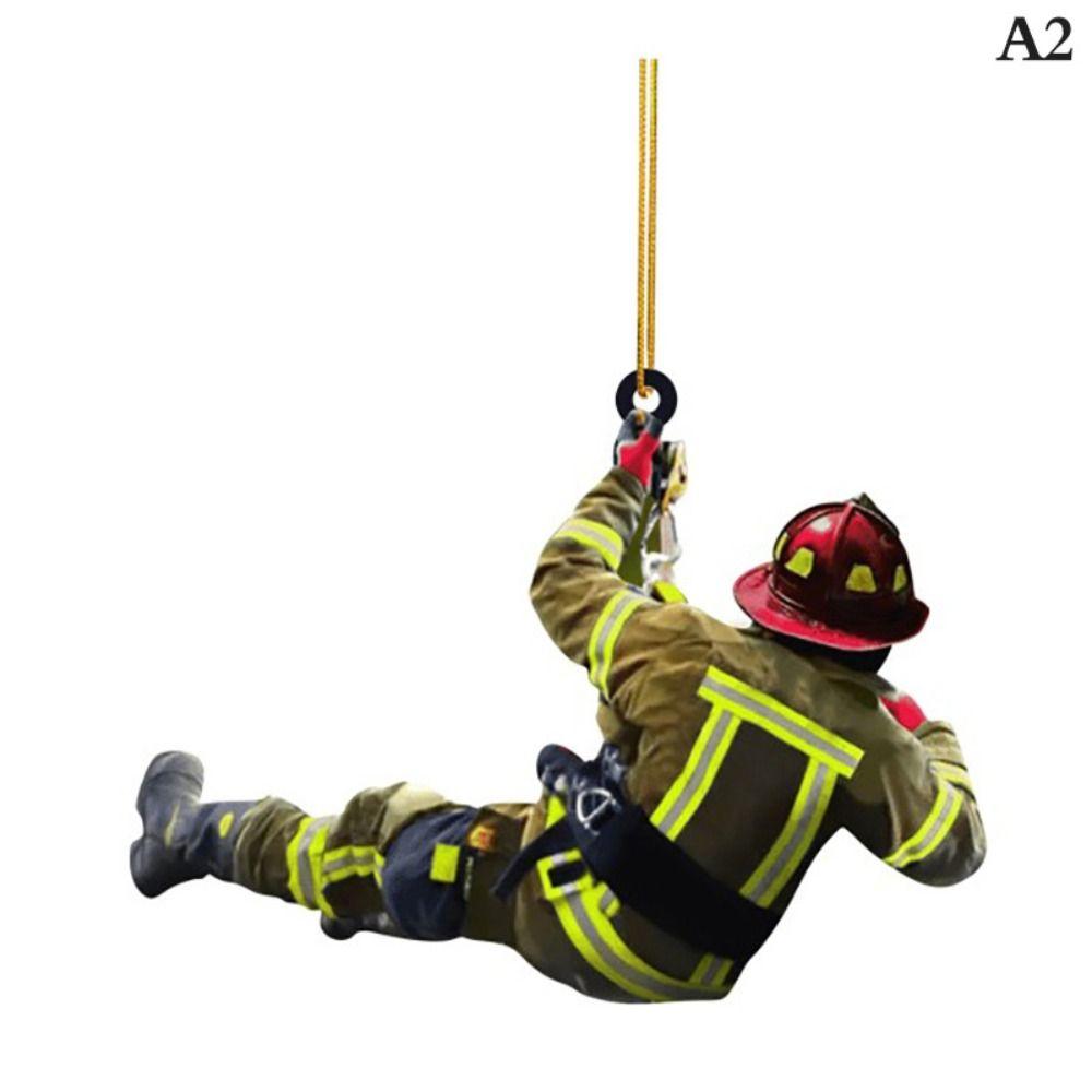 2Pcs Fire Peripheral Firefighter Pendant Hanging Christmas Tree Decoration Christmas