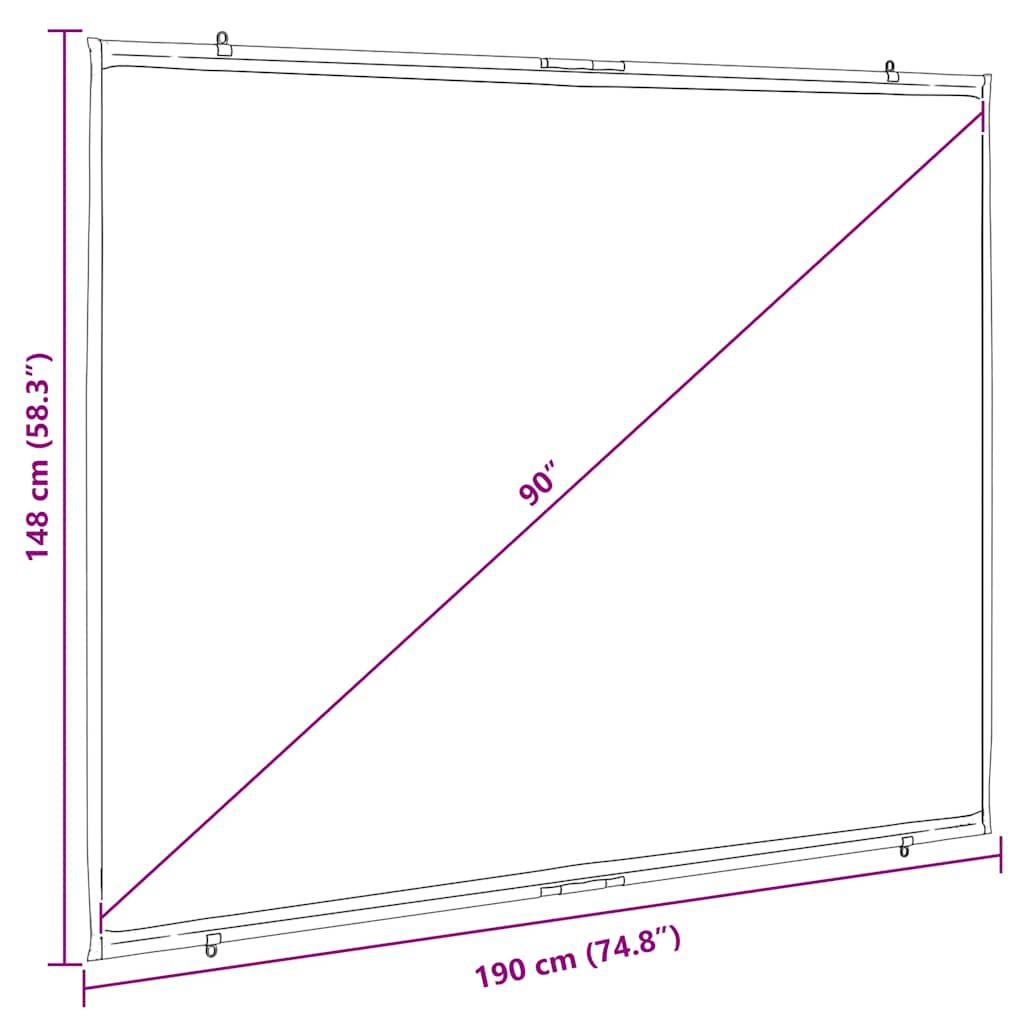 Projector Screen Wall Mounted 90 inch 4:3 Aspect Ratio