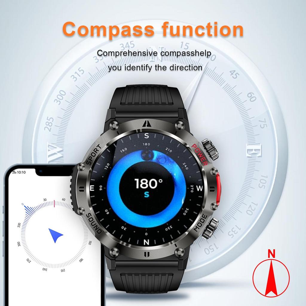 Smart Watch QTLLBT, Message Notification, Wireless Call Function, Calorie Tracker, Pedometer, Built-in LED Flashlight, 100+ Sports Modes