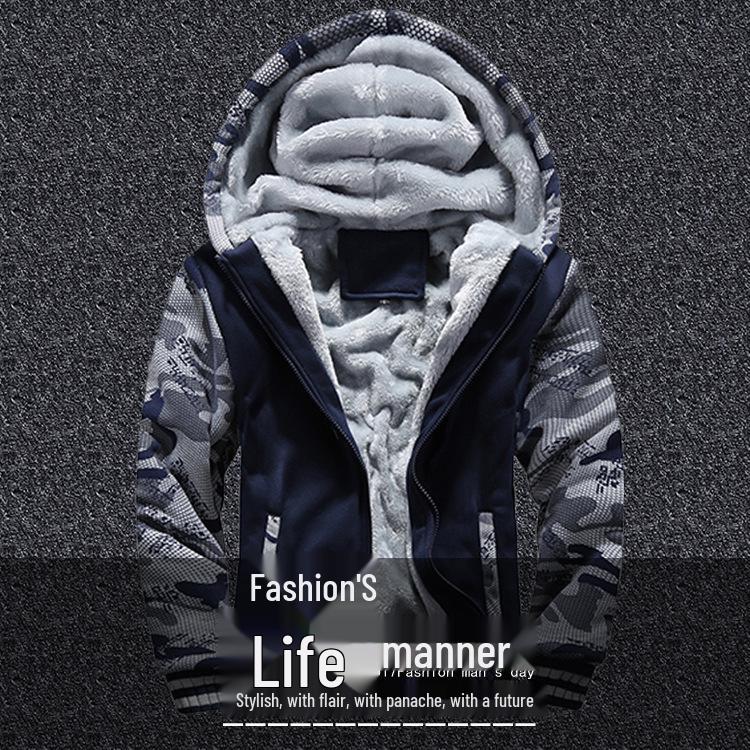 Мужской кардиган с плюшевой подкладкой - спортивная повседневная толстовка на осень/зиму