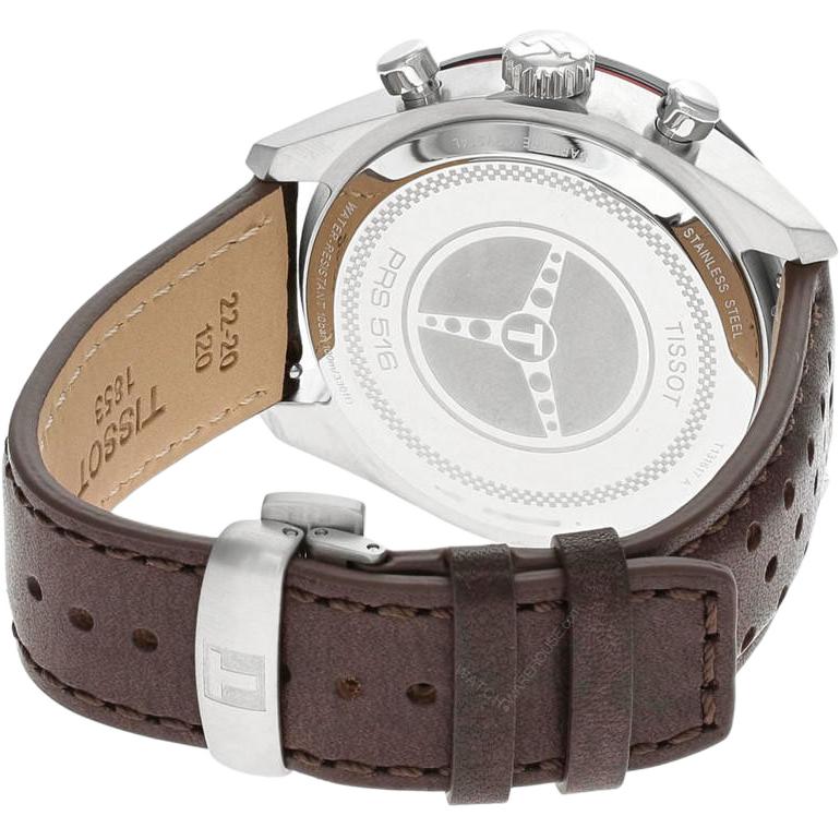 Tissot 516 Кварцевые Мужские Часы Часы 45мм Серебристый Циферблат Кожаный Ремешок T131.617.16.032.00