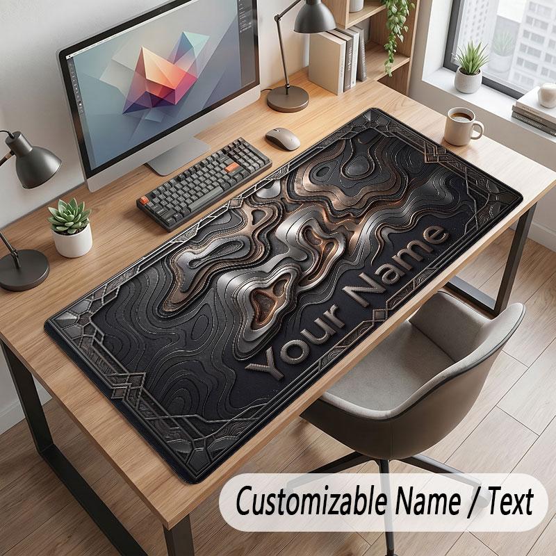 Abstract Geometric Theme Customized Mouse Pad Personalized Print Name Text Desk Mat For Home Office Table Decor