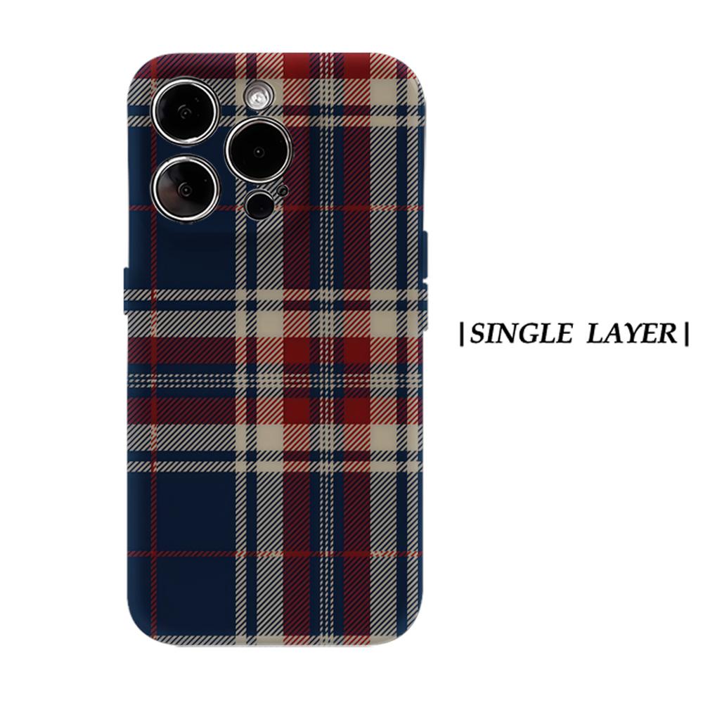 Red Navy Plaid Phone Case for IPhone 17 16 15 14 13 Pro Max Plus for Magnetic Single Double-layer Tough Case