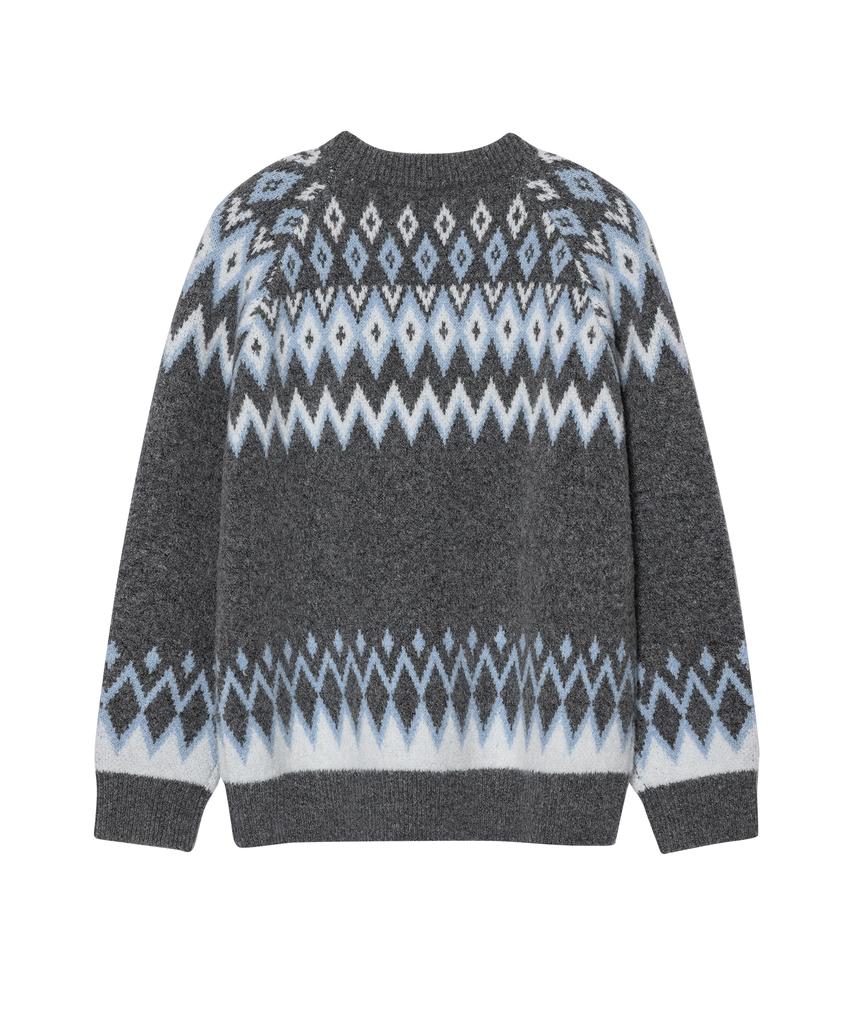 LEFTSEOUL Nordic Pattern Pullover [Gray]