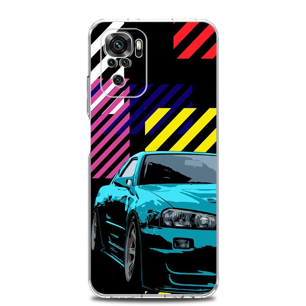 Квадратный прозрачный чехол для телефона Xiaomi Redmi Note 12 11 9S 9 8 10 Pro+ 7 8T 9C 9A 8A K40 Gaming Cover JDM Спортивный автомобиль Лампа Самолет