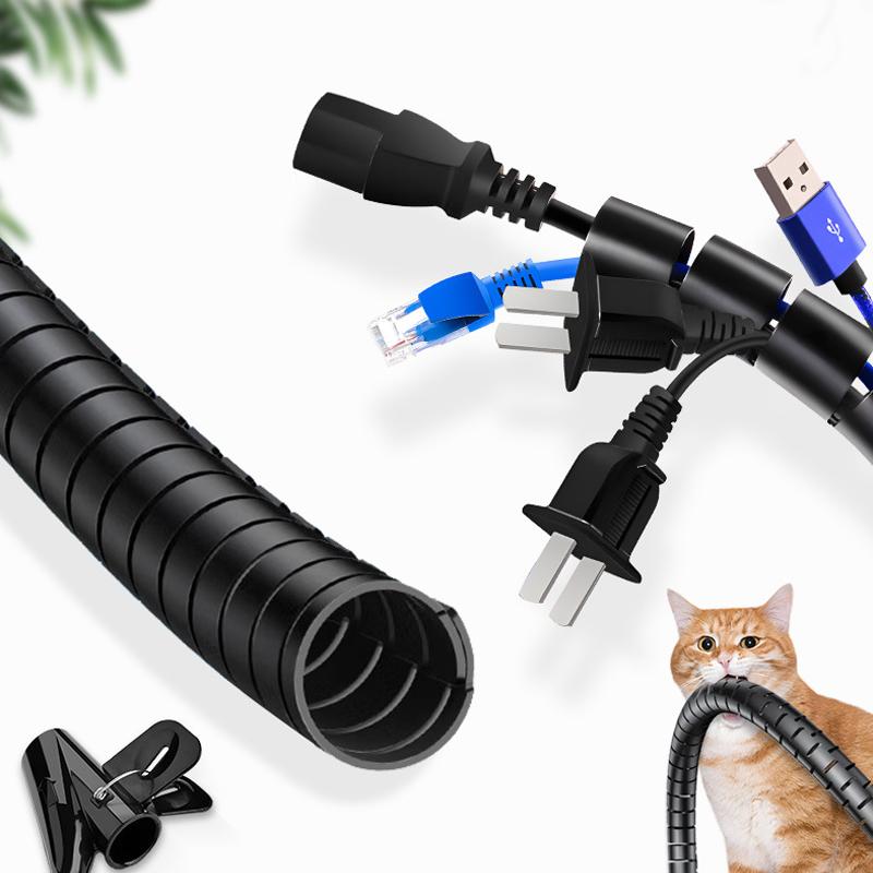 3M 16mm Flexible Spiral Cable Wire Protector Cable Organizer Computer Cord Protective Tube Clip Organizer Management Tools