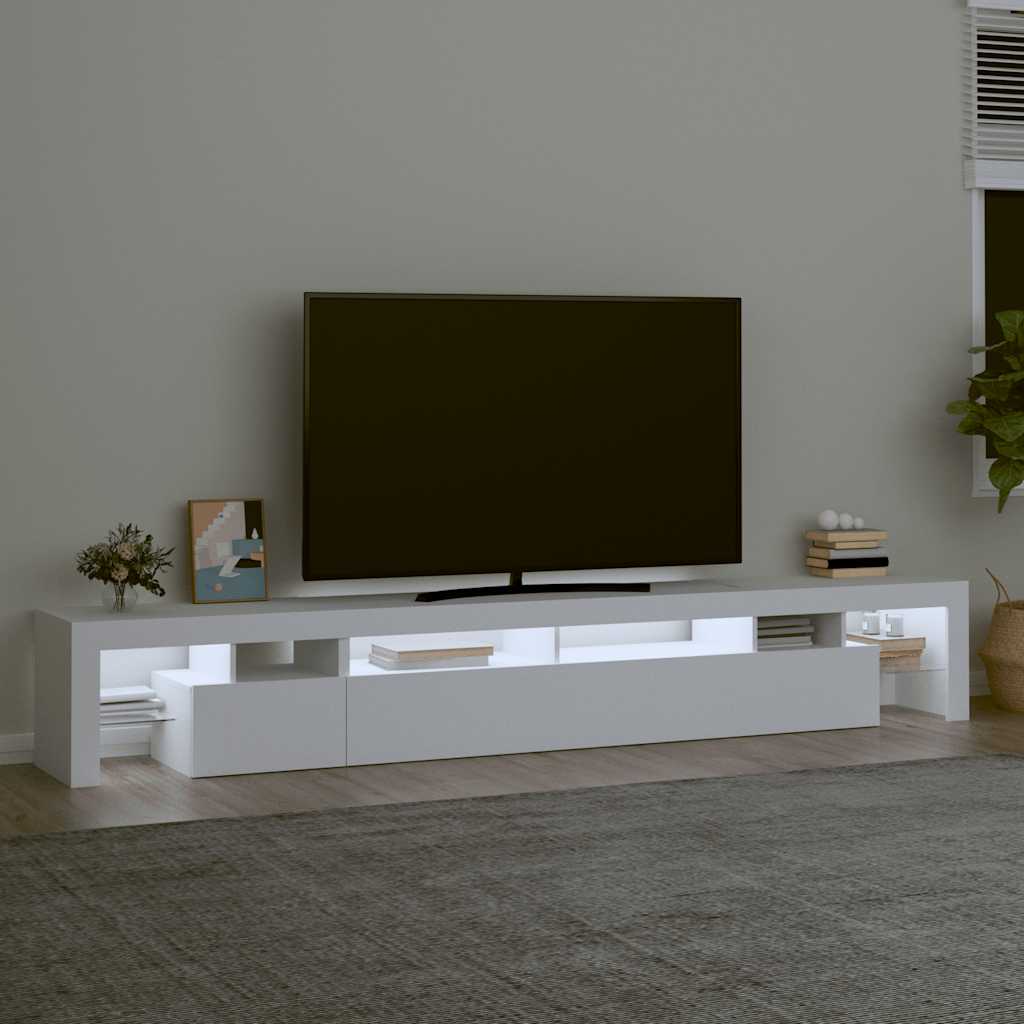 Vidaxl Szafka Pod Tv Z Oświetleniem Led, Biała, 260X36,5X40 Cm