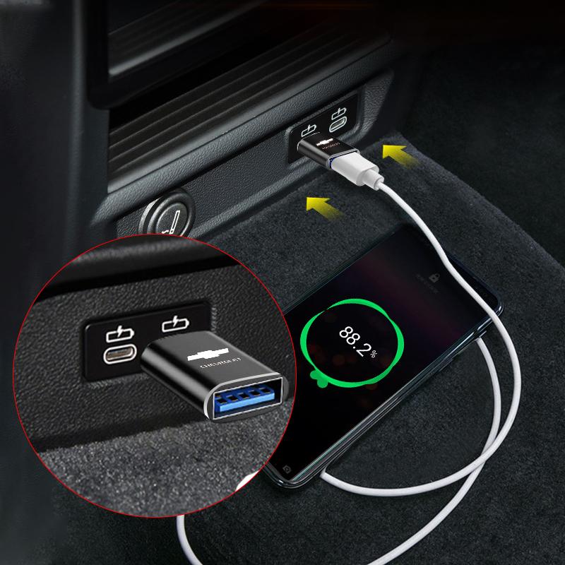 Автомобильный USB Type-C Кабель-конвертер Адаптер для зарядки Автомобильная наклейка для Chevrolet Colorado Cruze Captiva Malibu Trax Aveo Camaro Sonic Tahoe Impala Suburban