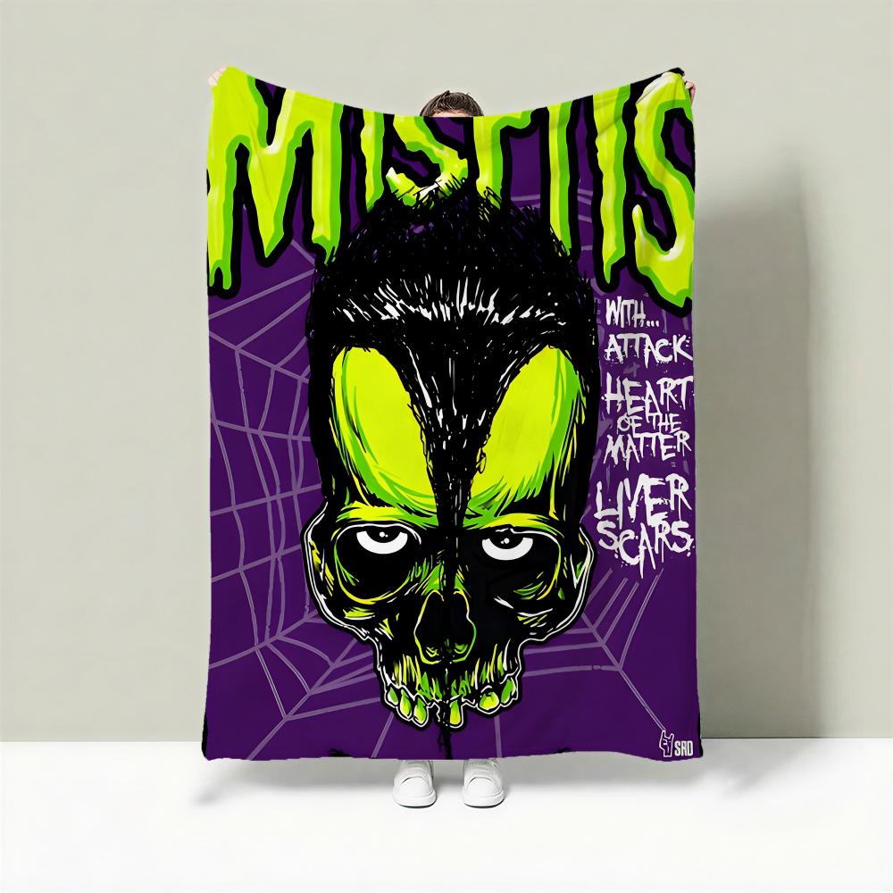 Band M-Misfits Throw Lightweight 240g Flannel Blanket Soft Skin-friendly for Summer Cooling