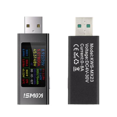 KWS-MX23 Многофункциональный USB-тестер Вольтметр Амперметр Ваттметр Тестер емкости зарядного устройства DC 4-30V 0-8A 1,06-дюймовый IPS-дисплей