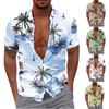 (Qunide) Men's Hawaiian Shirt Fun Short Sleeve Button Up Shirt Tropical Holiday Beach Shirt