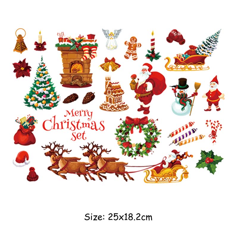 Подарочная нашивка Санта-Клауса для одежды, футболка «сделай сам», украшение для джинсов, моющаяся теплопередача для одежды, рождественский снеговик