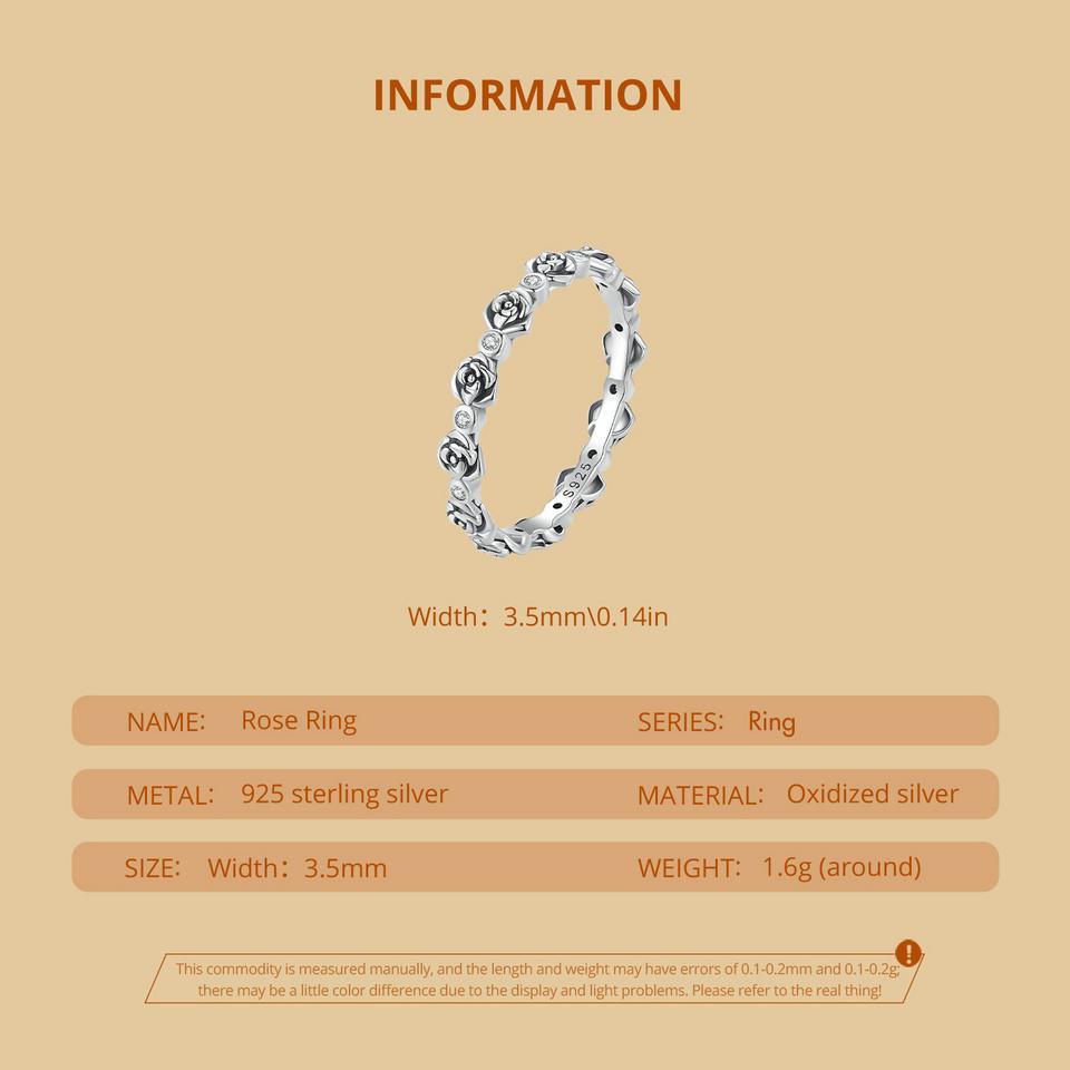 WOSTU Элегантные кольца из стерлингового серебра 925 пробы с розовым цветком для женщин, блестящее кольцо с цирконом, специальное ювелирное изделие, подарок для нее