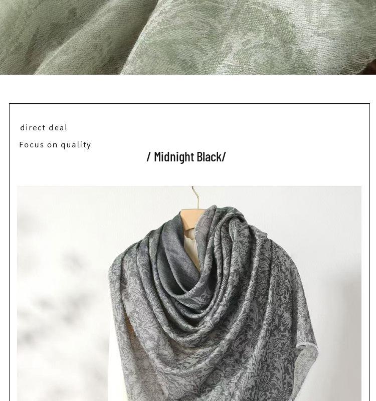 Inner Mongolia Cashmere Jacquard Shawl with Scottish Thistle - Thin Scarf for Autumn/Winter