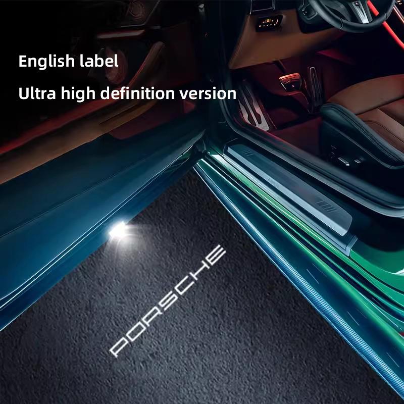 2 шт. Светодиодные проекторные лампы для дверей автомобиля, декоративный атмосферный свет Для Porsche Cayenne Panamera Macan 911 718 Taycan Boxster Cayman