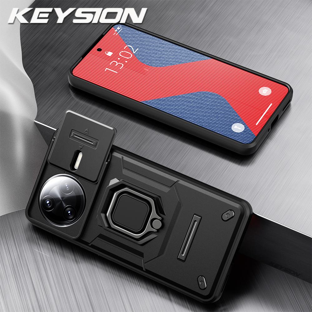 KEYSION Противоударный защитный чехол для POCO F7 Pro Slide Camera Защитное кольцо для объектива Подставка для телефона Задняя крышка для Xiaomi POCO F7 Ultra