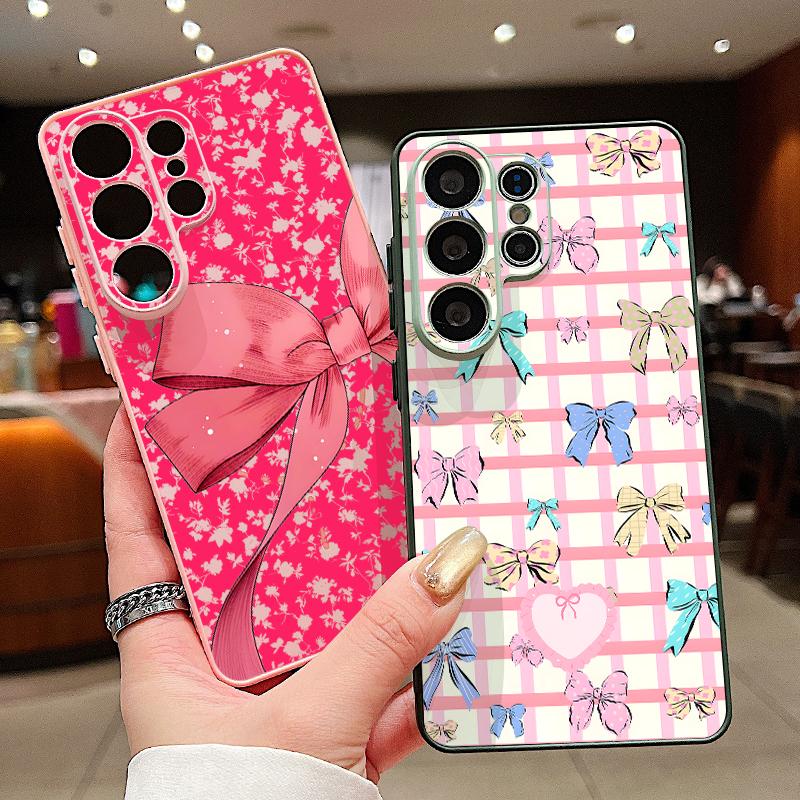 Милый мультяшный принт с бантами Магнитный чехол для Samsung S26 Ultra S25 Edge S24 FE S23 S22 Plus A54 A15 A35 A55 A16 A36 A56 A17 A37 A57 5G Матовый чехол