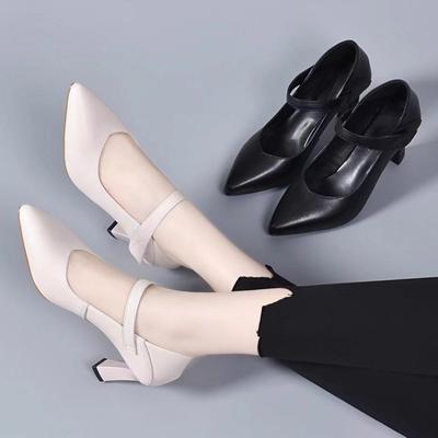 Универсальные туфли-лодочки с мелким вырезом, женские туфли из мягкой кожи, рабочие профессиональные туфли, новые модели весна-осень, остроносые, на толстом каблуке, на высоком каблуке