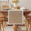 Jute Burlap Table Runner Macrame Edges Machine Wash or Brush Macrame Table Runner  Family Dinners