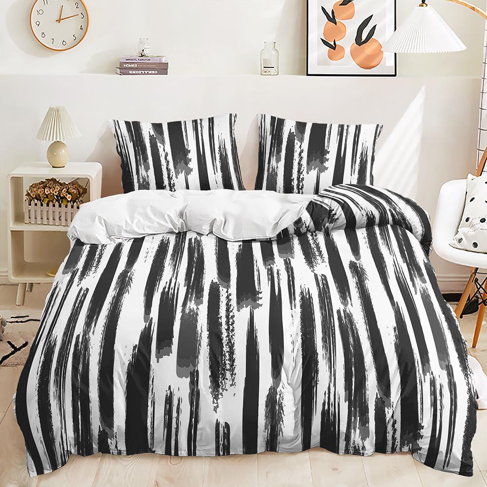 Quilt Cover Geometric Lines Modern Minimalist Style Digital Printing Three-Piece Bedding