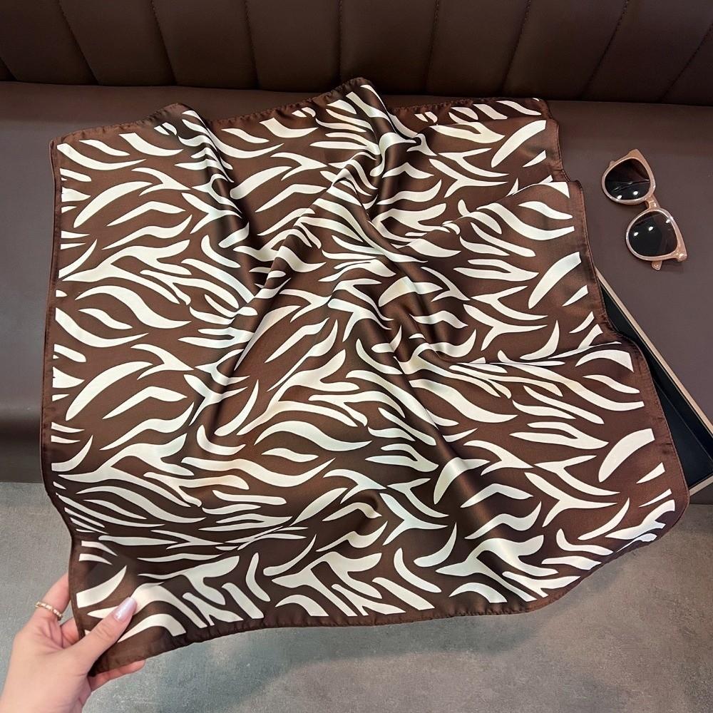 Breathable Stripes Square Headscarf Lightweight Printed Silk Scarf Simple Women Shawl Outdoor