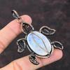 Радужный кулон с лунным камнем, медная проволока, обернутая кулоном, ювелирные изделия из драгоценных камней, кулон с черепахой ручной работы, уникальный медный дизайн, ювелирный подарок для женщин