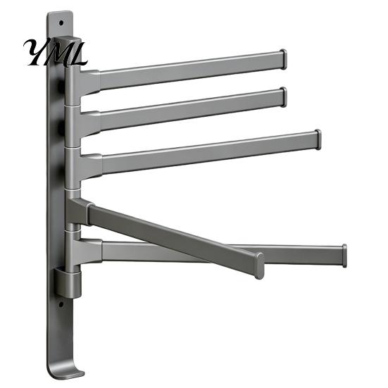 Rotating Towel Storage Swivel Rack, 180 Degree Design, Wall Mounted Space Bathroom Rack Aluminum Swing Holder, Anti-slip Organizer for Kitchen And