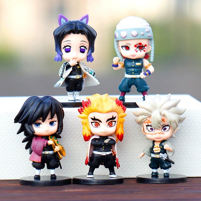 Demon Slayer Chibi-style Sitting Tanjiro And Zenitsu Agatsuma Toy Figurine/car Toy