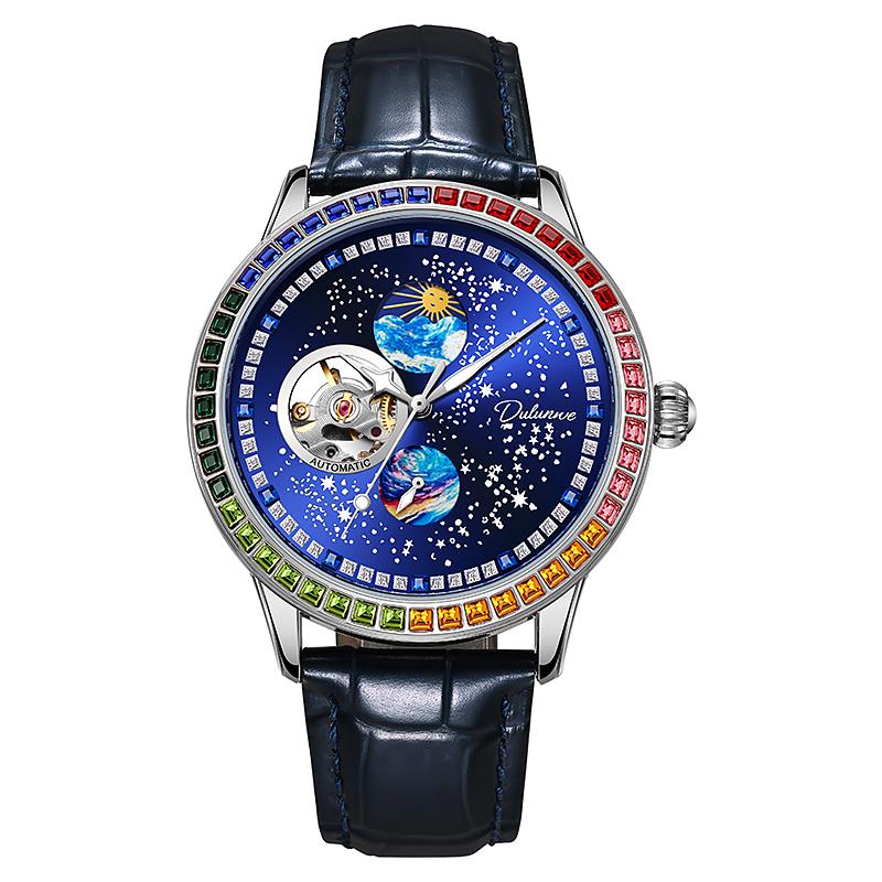 Multicolor Gem Classic Men Moon Phases Watch Fashion Waterproof Luminous Automatic Mechanical Mens Watches Top Brand Reloj