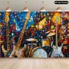 2D Flat Design, 1 Piece of Rock Band-themed Background Fabric, Suitable for Birthdays, Weddings, classroomsDJH
