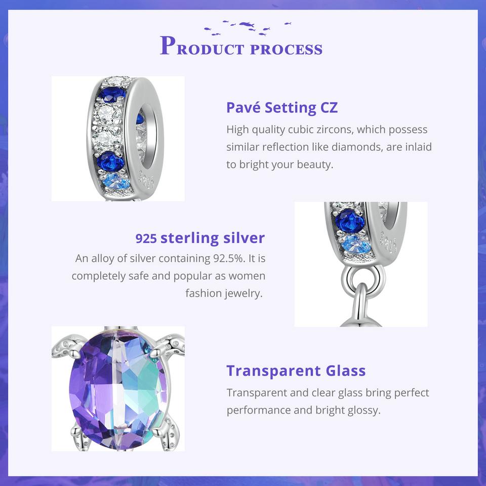 BAMOER Стерлингового Серебра 925 Пробы Мечтательная Серия Oecan Ослепительные Крабовые Бусины Морской Конек Подвески для Женщин Браслет и Ожерелье