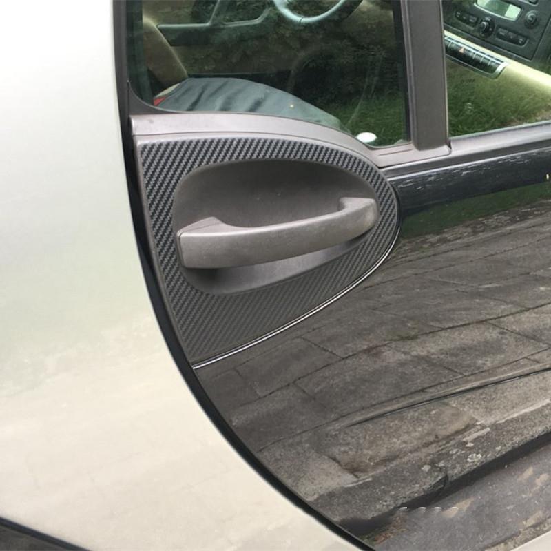 2 шт., наклейки на дверную ручку автомобиля, виниловые защитные наклейки из углеродного волокна, аксессуары для Mercedes Smart Fortwo 451