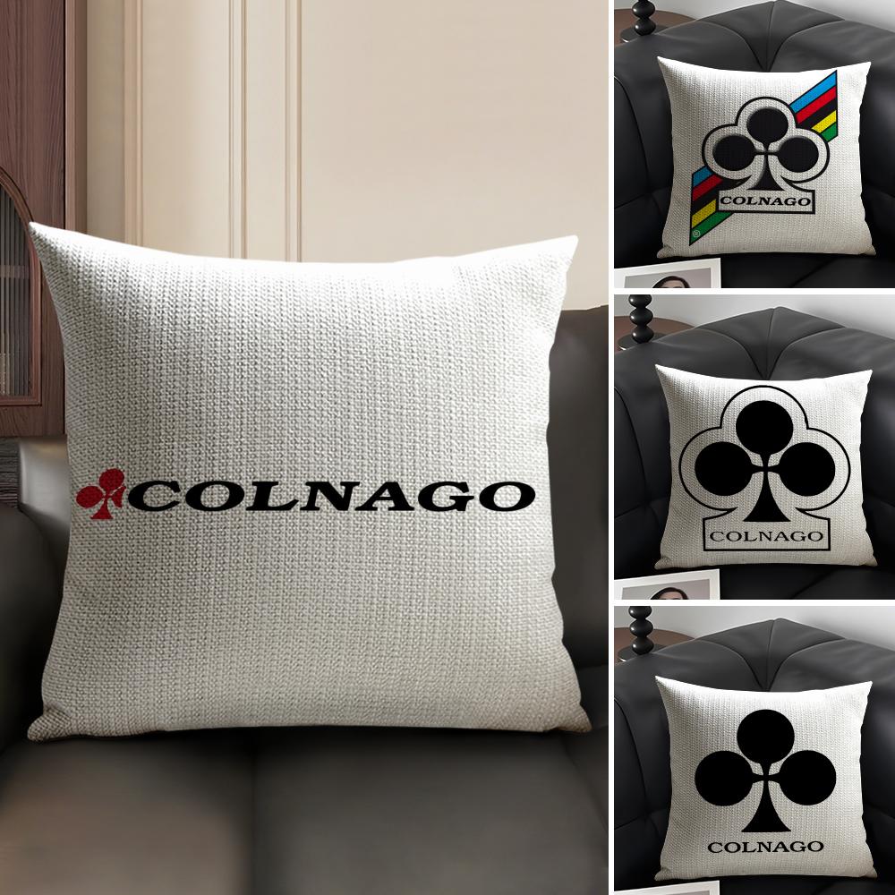 Подушка с логотипом гоночного велосипеда Colnago Летний лен Органическая ткань Двусторонняя печать Наволочка для диванной подушки Домашний декор