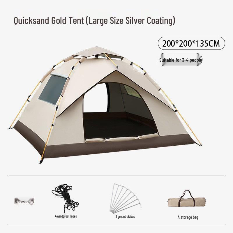 Automatic Foldable Double Tent with Sun Protection & Water-Repellent Oxford Cloth for Outdoor Camping.