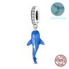 Fit Original Copper Charms Beads Blue Luminous Whale Shark Charms For Women Fine Diy Birthday Jewelry Gifts