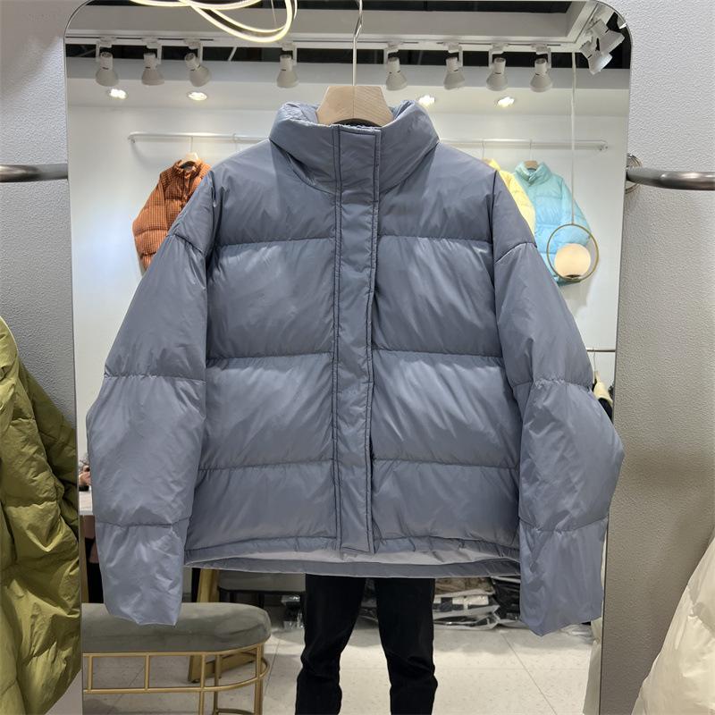 New down jacket women's thickened stand-up collar short white duck down bread jacket foreign style loose college style