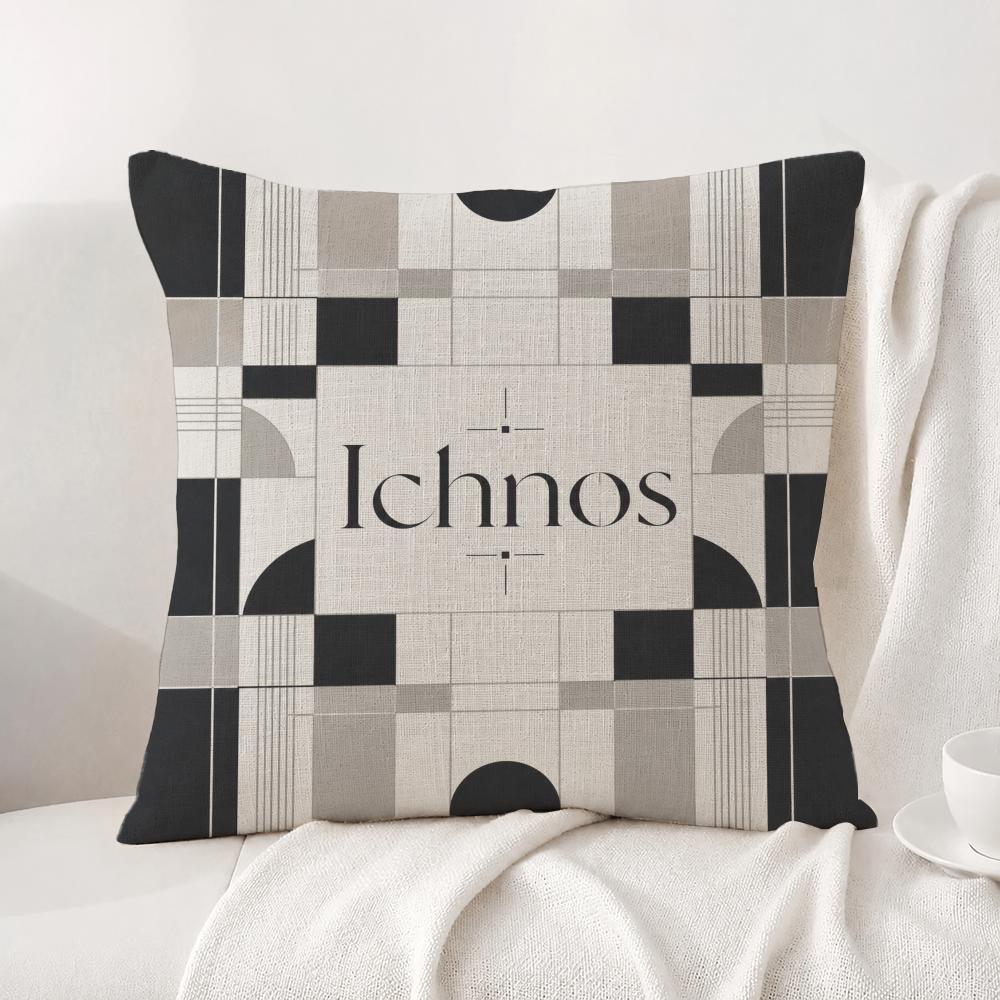 Brand Ichnos Cushion Cover Natural Linen Pillowcase Set AllinOne Decor Cushion Cover for Sofa Bedroom Chair