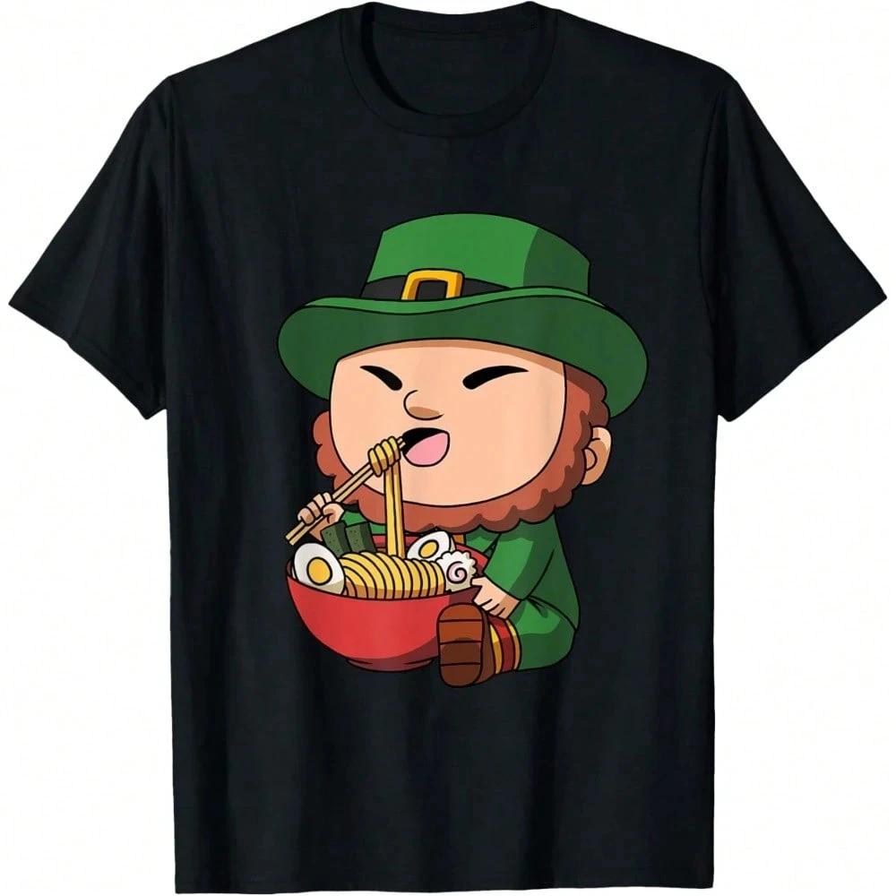 Leprechaun Eating RaUnisex Kawaii Graphic T Shirt Cotton Short Sleeve Tee for Unisex