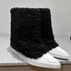 Ботильоны на меху для зимы, женские туфли с острым носком, дизайнерские теплые туфли для женщин, тренд 2024 года, зимние кроссовки, плюшевые ботинки для мотоциклов, женские