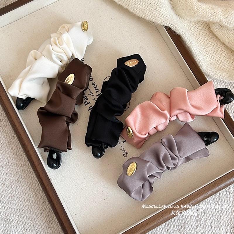 Korean Elegant Solid Fold Satin Banana Hair Clip For Women Girls Sweet Hair Ornament Hairpin Barrette Hair Accessories