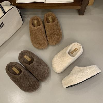 Плюшевые тапочки на толстой подошве женская обувь носить 2025 новый осень и зима универсальные плюшевые полуботинки