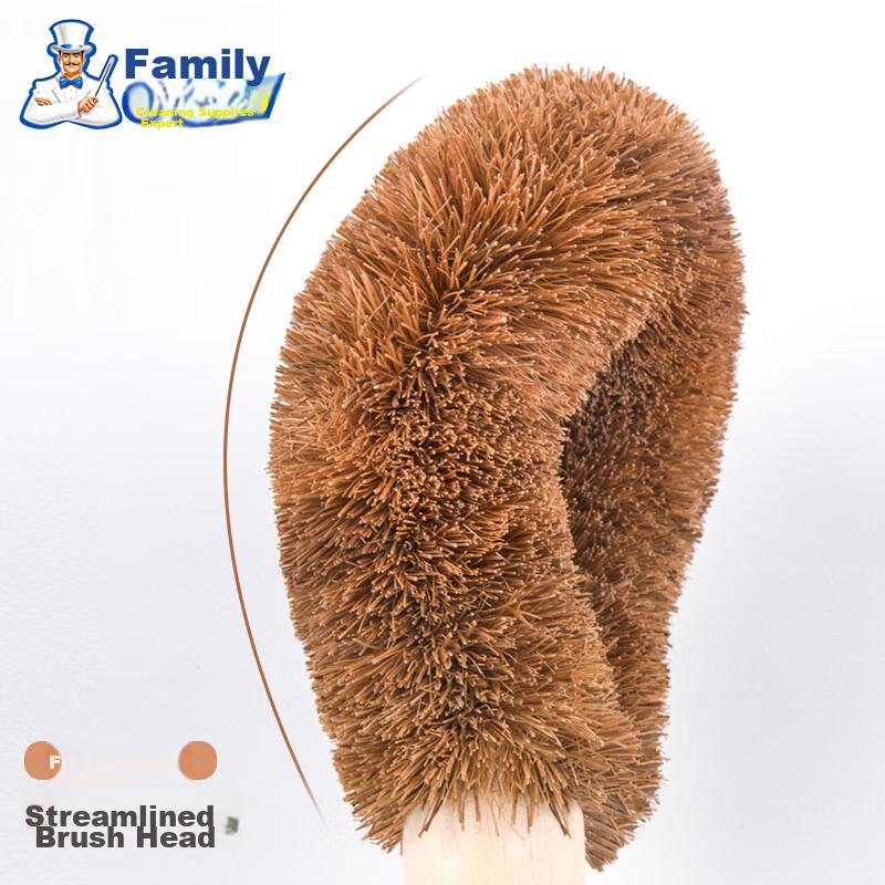 Shijia Natural Coconut Palm Pot Scrubber, 2 Pieces, Long Handle Brush for Kitchen Cleaning And Stain Removal
