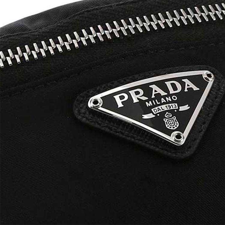 Prada Треугольник Металлический Логотип Нейлоновая Сумка на Плечо Сумка-Кроссбоди Поясная Сумка Мужские сумки Черный 2TT0952DMK-F0002
