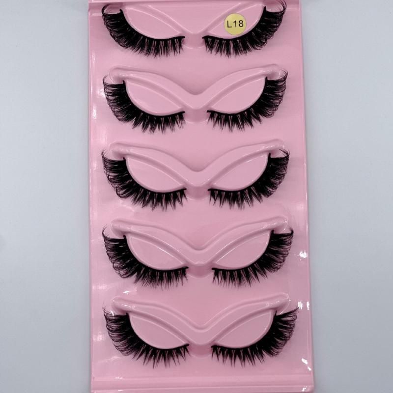 Makeup 5 Pairs Cat Eye Lashes Faux Eyelashes Eye Elongated False Eyelashes